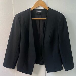 Express Black Blazer Crop Open Front
